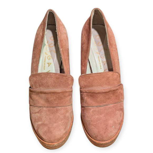Anthropologie OUIGAL Lou Platform Heel Loafer Blush Rose Suede Italy EU39 - Picture 2 of 4